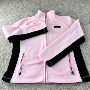 Share the Care Sport Womens Pink Black Fleece Full Zip Jacket Breast‎ Cancer